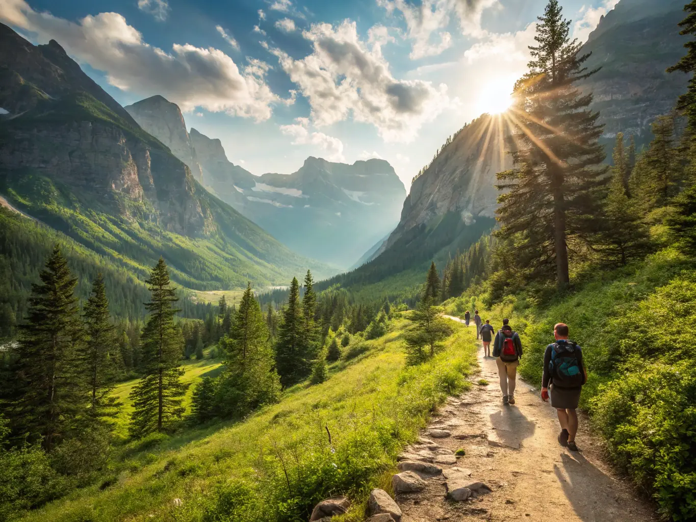 A heartwarming image of hikers sharing stories and supporting each other during a LES MARCHEURS DE LA SUMENE event, highlighting the community aspect.